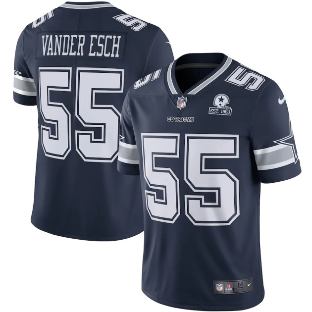 mens nike leighton vander esch navy dallas cowboys 60th anniversary limited jersey